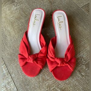 Lulus- Red, Heeled Sandals, women’s 7.5